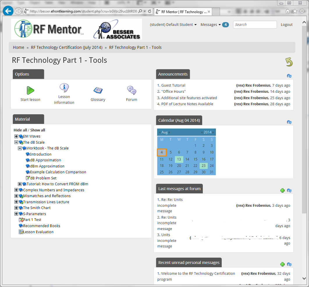 RF Mentor Screen Snapshot